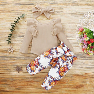 "Chic Three-piece Baby Girl Outfit: Perfect for Newborns, Bab