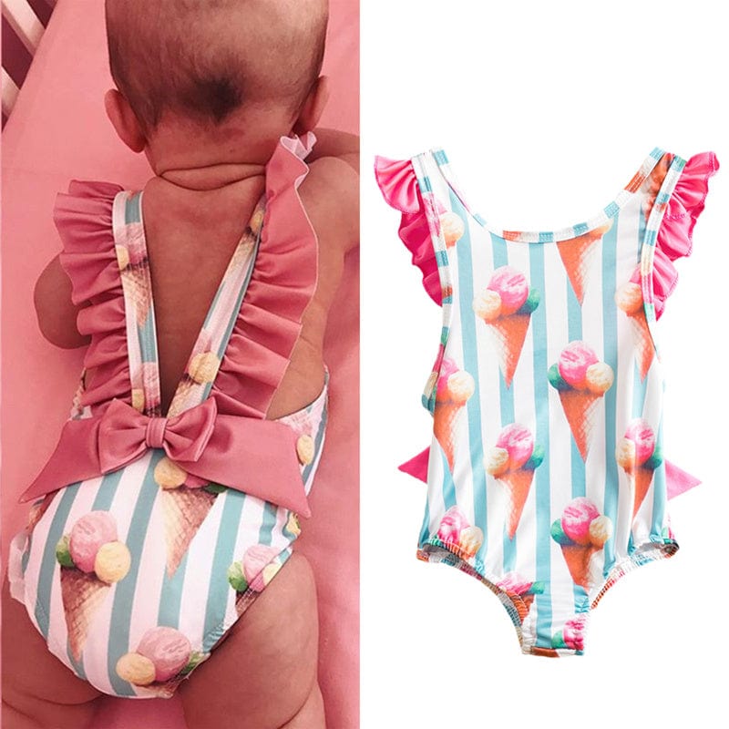 Elegant One-Piece Baby Girl's Bathing Suit - Ideal Beachwear for Your Little Princess