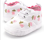 Load image into Gallery viewer, Soft Sole White Lace Floral Embroidered Shoes for Baby Girls – Elegant and Comfortable
