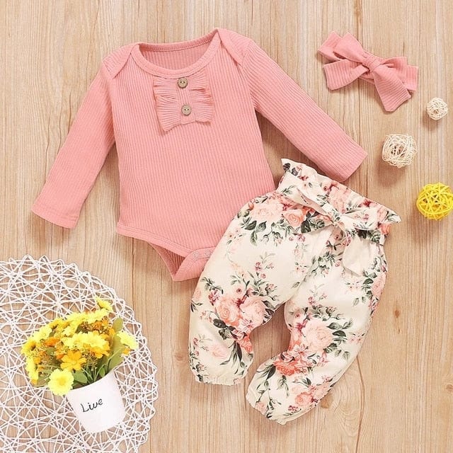 Adorable 3 Piece Baby Girl Clothes Set - Perfect for Your Little Princess: - Finest Baby Girl Outfit