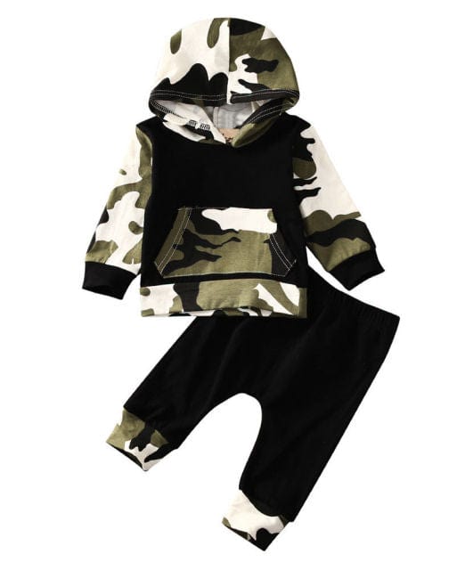 Adorable Hooded Baby Boy Outfit Set - Perfect for Little Ones: Tops and Pants