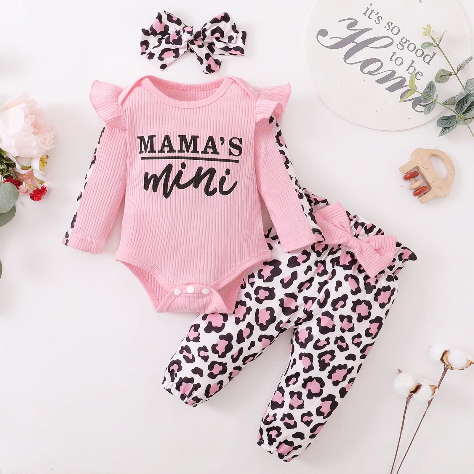 Leopard Print 3 Piece Baby Girl Set - Ideal Outfit for Your Little One