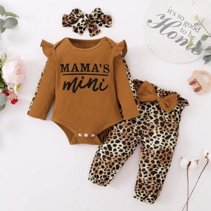 Leopard Print 3 Piece Baby Girl Set - Ideal Outfit for Your Little One