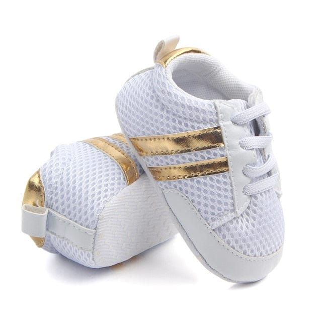Premium Leather Sneakers for Soft-Soled Baby Boys and Girls - Two Striped Design for a Stylish Look