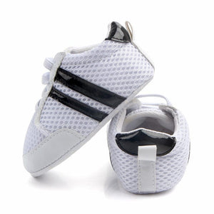 Premium Leather Sneakers for Soft-Soled Baby Boys and Girls - Two Striped Design for a Stylish Look