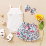 Load image into Gallery viewer, Elegant 3-Piece Button Romper Outfit for Baby Girls - Get Your Little Princess Summer Ready
