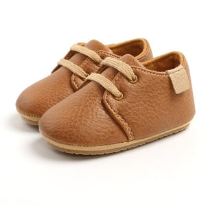 Premium Leather Baby Shoes with Non-Slip Rubber Soles - Stylish and Safe Footwear