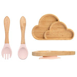 Load image into Gallery viewer, Enhance Your Child&#39;s Learning with 3 Piece Bamboo Plate Silicone Suction Kids Wooden Feeding Tableware,
