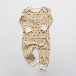 Long-Sleeved Cotton Print Romper for Baby Girls and Boys with Ruffle 