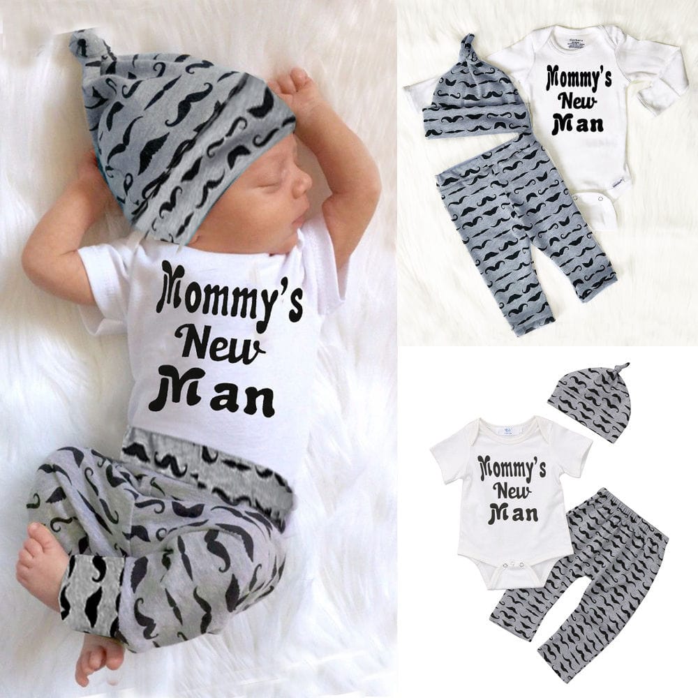 "Newborn Baby Boy Outfit Set featuring Lovely Mommy's New